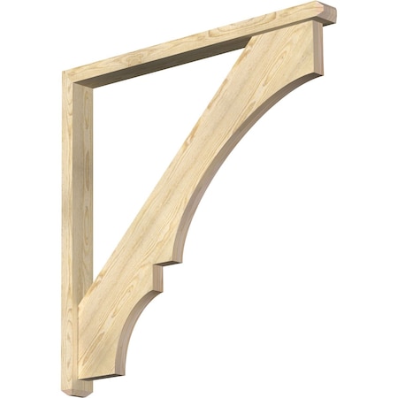 Balboa Craftsman Rough Sawn Bracket w/ Offset Brace, Douglas Fir, 4"W x 44"D x 44"H